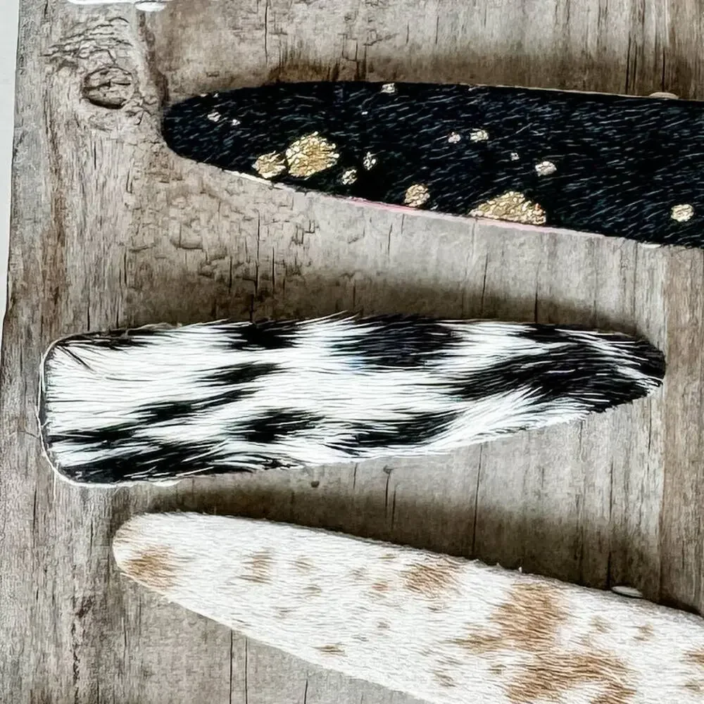 Western Hair-On Cowhide Barrette | Black & White